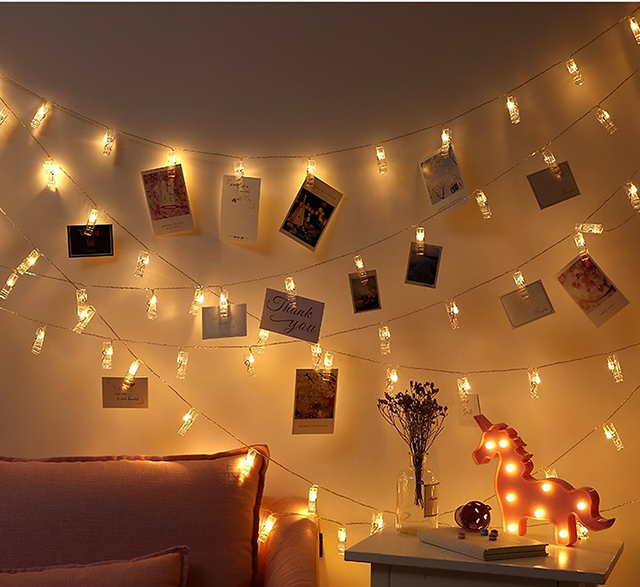 trang trí đầu giường bằng đèn led dây