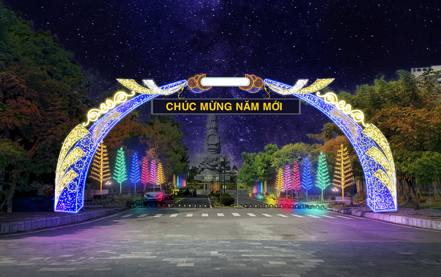 Đèn LED cổng chào nghệ thuật mừng năm