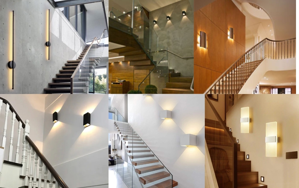 mẫu đèn led gắn tường cầu thang