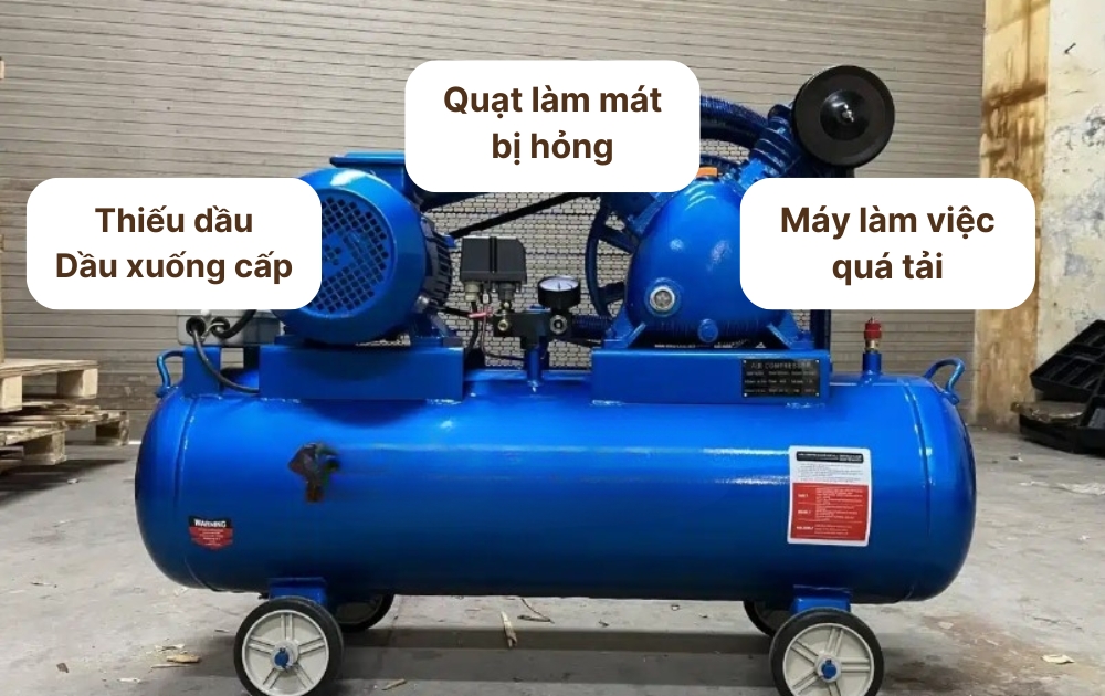 sửa máy nén khí bị nóng