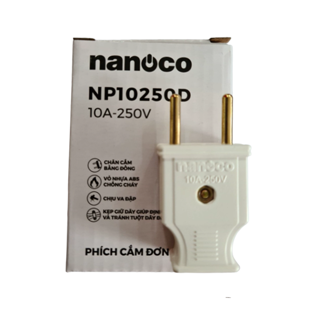 Phích cắm đơn 10A - 250V Nanoco NP10250D