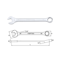 Toptul ACEA1818 9/16inch Long Open Ring Wrench