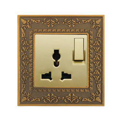 Công tắc đôi 1 chiều kèm ổ cắm đa năng ABE PLACE P2B-21C-31C màu vàng
