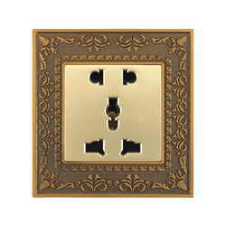 Ổ cắm đôi 3 chấu ABE LACE L1V-D3C màu vàng