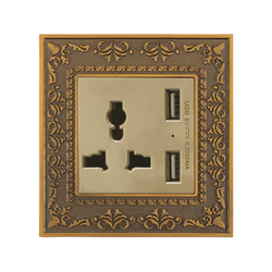 Ổ cắm đa năng kèm USB ABE LACE L1V-USB màu vàng