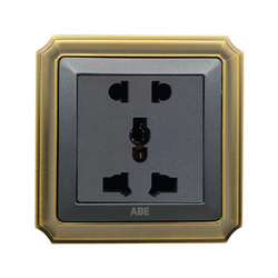 Bộ đôi ổ cắm ba chấu ABE BRONZE B2X-21C-31C màu xám