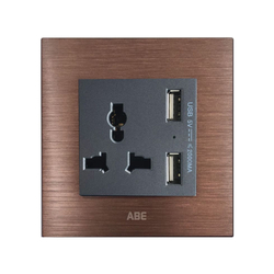Multi-function socket with USB ABE TITANIUM T1N-USB brown
