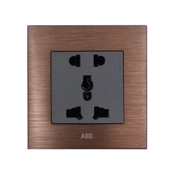 Ổ cắm đôi 3 chấu ABE TITANIUM T1N-D3C màu nâu