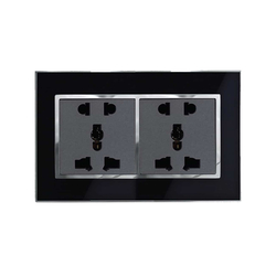 Bộ đôi ổ cắm ba chấu ABE MIRROR M2D-D3C-D3C màu đen