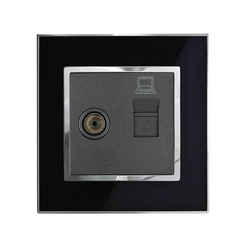 Ổ cắm tivi mạng ABE MIRROR M1D-MTV màu đen