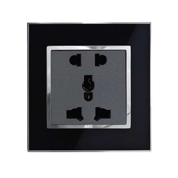 Ổ cắm đôi 3 chấu ABE MIRROR M1D-D3C màu đen