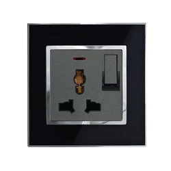 Multi-function socket with led light switch ABE MIRROR M1D-3C2L black