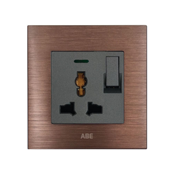 Ổ cắm đa năng kèm công tắc đèn led ABE TITANIUM T1N-3C2L màu nâu