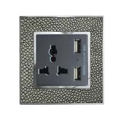 Ổ cắm đa năng kèm USB ABE LEATHER D1D-USB màu da cá đuối