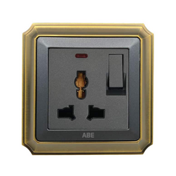 Ổ cắm đa năng kèm công tắc đèn led ABE BRONZE B1X-3C2L màu xám