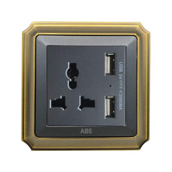 Ổ cắm đa năng kèm USB ABE BRONZE B1X-USB màu xám
