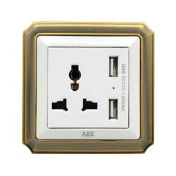 Ổ cắm đa năng kèm USB ABE BRONZE B1T-USB màu trắng