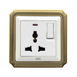 Ổ cắm đa năng kèm công tắc đèn led ABE BRONZE B1T-3C2L màu trắng
