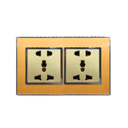 Bộ đôi ổ cắm ba chấu ABE MIRROR M2V-D3C-D3C màu vàng