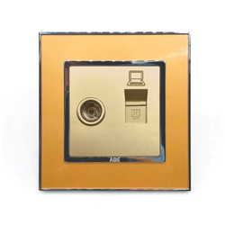 Ổ cắm tivi mạng ABE MIRROR M1V-MTV màu vàng