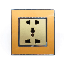Ổ cắm đôi 3 chấu ABE MIRROR M1V-D3C màu vàng