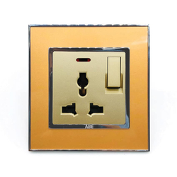 Ổ cắm đa năng kèm công tắc đèn led ABE MIRROR M1V-3C2L màu vàng
