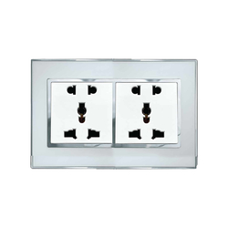 Bộ đôi ổ cắm ba chấu ABE MIRROR M2T-D3C-D3C màu trắng