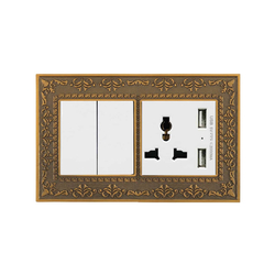ABE LACE L2T-22C-USB White Two-way Double Switch with USB Multi-function Socket