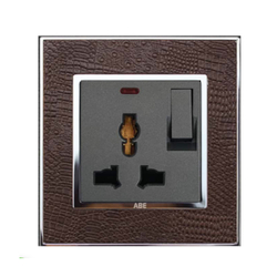 Ổ cắm đa năng kèm công tắc đèn led ABE LEATHER D1S-3C2L màu da cá sấu