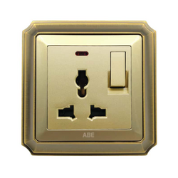 Ổ cắm đa năng kèm công tắc đèn led ABE BRONZE B1V-3C2L màu vàng