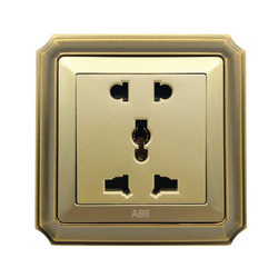 Ổ cắm đôi 3 chấu ABE BRONZE B1V-D3C màu vàng