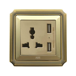 Ổ cắm đa năng kèm USB ABE BRONZE B1V-USB màu vàng