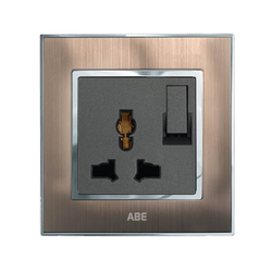 Ổ cắm đa năng kèm công tắc ABE SATIN S1D-3C2 màu đồng