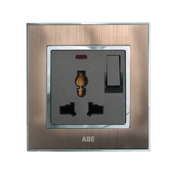 Ổ cắm đa năng kèm công tắc đèn led ABE SATIN S1D-3C2L màu đồng