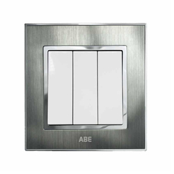 Công tắc ba 1 chiều ABE SATIN S1B-31CT màu bạc