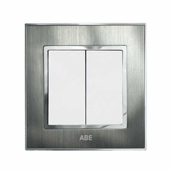 Công tắc đôi 2 chiều ABE SATIN S1B-22CT màu bạc