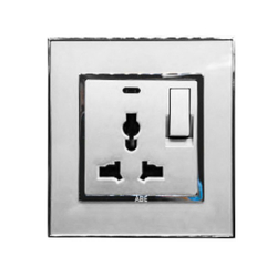 Ổ cắm đa năng kèm công tắc đèn led ABE MIRROR M1T-3C2L màu trắng