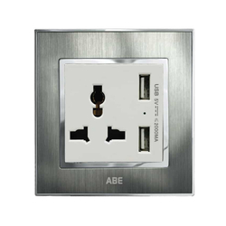Ổ cắm đa năng kèm USB ABE SATIN S1B-USBT màu bạc