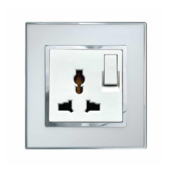 Ổ cắm đa năng kèm công tắc ABE MIRROR M1T-3C2 màu trắng