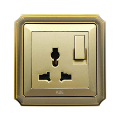 Ổ cắm đa năng kèm công tắc ABE BRONZE B1V-3C2 màu vàng