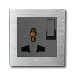 Ổ cắm đa năng kèm công tắc ABE TITANIUM T1B-3C2 màu bạc