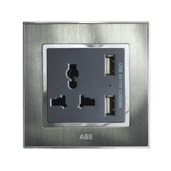 Ổ cắm đa năng kèm USB ABE SATIN S1B-USB màu bạc