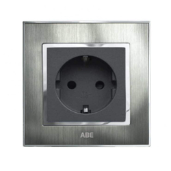 Ổ cắm châu âu ABE SATIN S1B-CA màu bạc