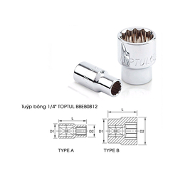 Tuýp bông 1/4 inch Toptul BBEB0812