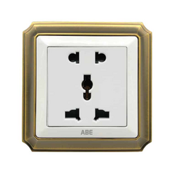 Bộ đôi ổ cắm ba chấu ABE BRONZE B2T-21C-31C màu trắng