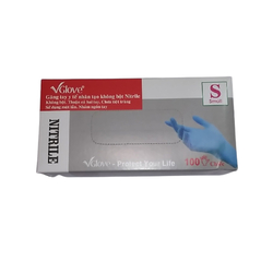 Găng tay y tế không bột VGlove nitrle màu xanh - size S