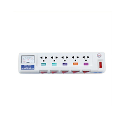 Ổ cắm điện 5 ổ cắm dây 2.5m 3 lõi có đồng hồ báo điện áp 3300w LiOA 5OFSSV2.5-3