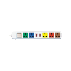 Ổ cắm điện đa năng có cổng sạc USB 5V-1A 6 ổ cắm dây 3m trắng 2200W - 3300W LiOA 6D32WNUSB