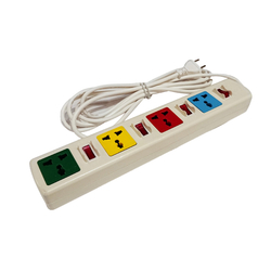 Multi-function power outlet 4 sockets 4 switches 3m white wire 2200W - 3300W LiOA 4DOF33WN