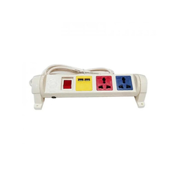 Ổ cắm điện đa năng xoay có cổng sạc USB 5V-1A 3 ổ cắm dây 3m trắng 2200W - 3300W LiOA 3D32WN2XUSB